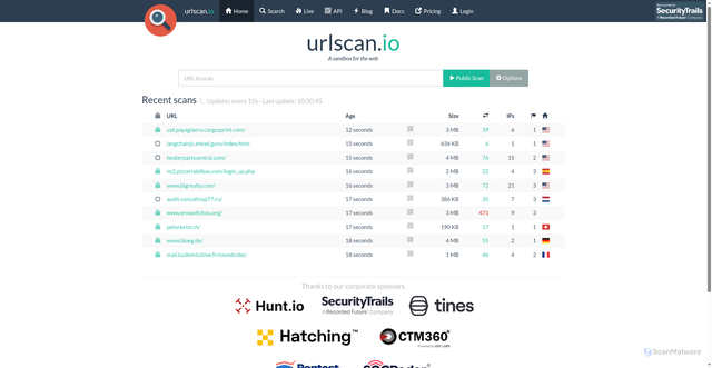 Security scan screenshot of https://Urlscan.io