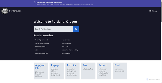 Security scan screenshot of https://www.portland.gov/