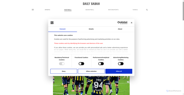 Security scan screenshot of https://www.dailysabah.com/sports/football/fenerbahce-eye-europa-boost-in-showdown-with-stuttgart