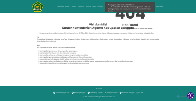 Security scan screenshot of https://kemenagsanggau.com/Profil/visi_misi/