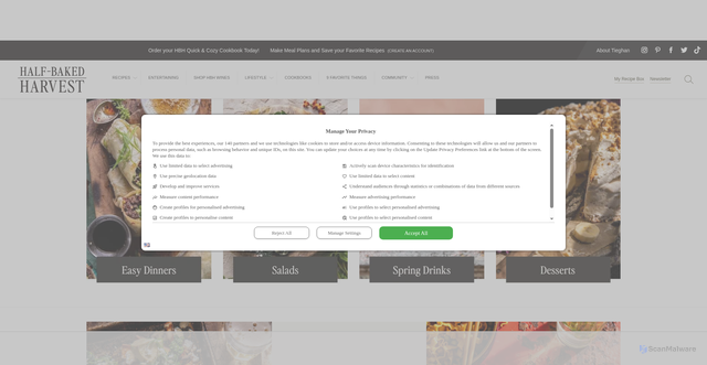 Security scan screenshot of https://www.halfbakedharvest.com