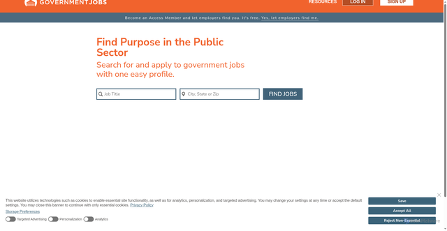 Security scan screenshot of https://www.governmentjobs.com/home/