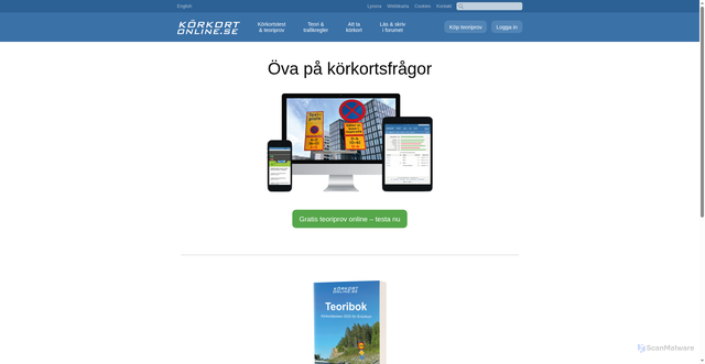 Security scan screenshot of https://korkortonline.se/