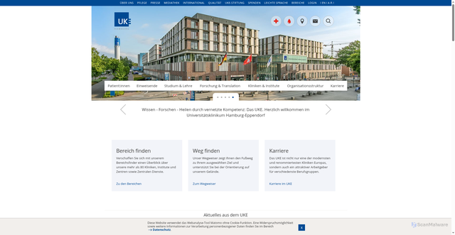 Security scan screenshot of https://uke.de