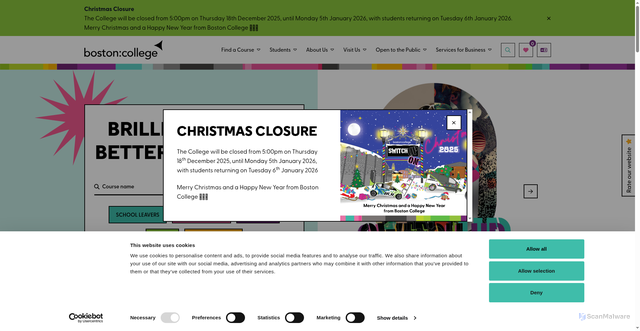 Security scan screenshot of https://www.boston.ac.uk/