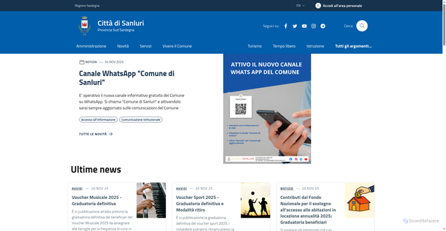 Security scan screenshot of https://www.comune.sanluri.su.it/