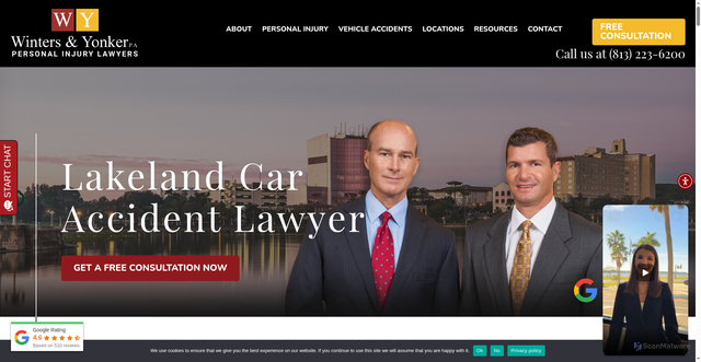 Security scan screenshot of https://www.wintersandyonker.com/lakeland-car-accident-lawyer/