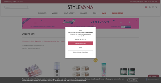 Security scan screenshot of https://www.stylevana.com/en_US/expresscheckout.html