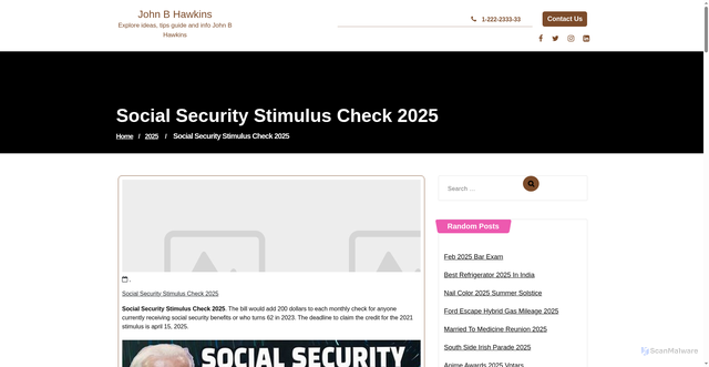 Security scan screenshot of https://johnbhawkinss.pages.dev/adrhg-social-security-stimulus-check-2025-pmwgi/