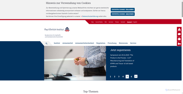 Security scan screenshot of https://www.pei.de/DE/home/home-node.html