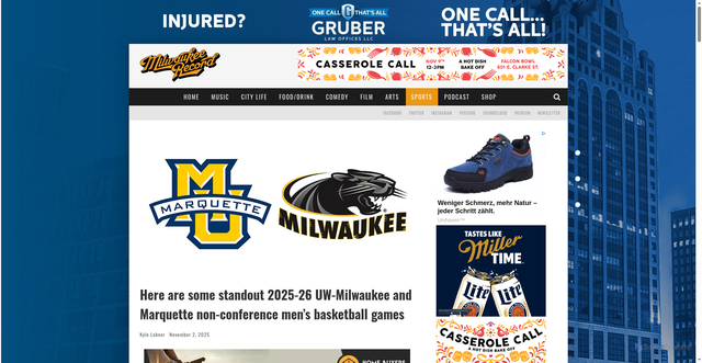 Security scan screenshot of https://milwaukeerecord.com/sports/here-are-some-standout-2025-26-uw-milwaukee-and-marquette-non-conference-mens-basketball-games/