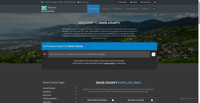 Security scan screenshot of https://www.daviscountyutah.gov/