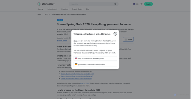 Security scan screenshot of https://startselect.com/gb-en/blog/steam-spring-sale