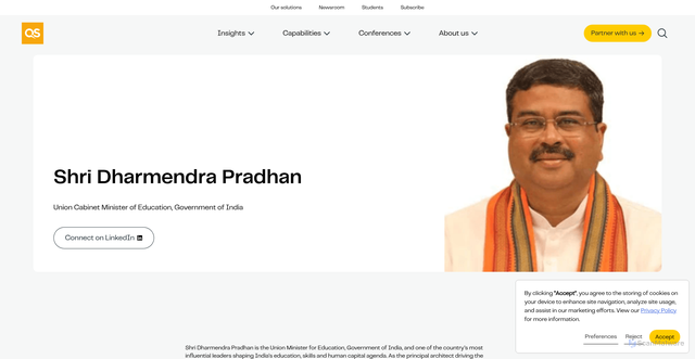 Security scan screenshot of https://www.qs.com/people/shri-dharmendra-pradhan