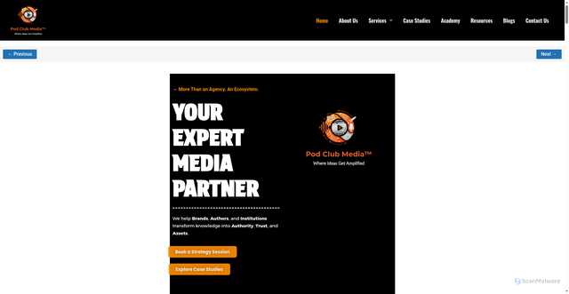Security scan screenshot of https://podclubmedia.com