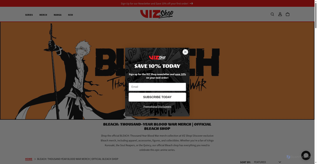 Security scan screenshot of https://shop.viz.com/collections/bleach-thousand-year-blood-war?srsltid=AU7gw4V7578QuFEyqd4VF_1ZWViUGj5IoU1CqxWXroyGjZOdSHat2ho3