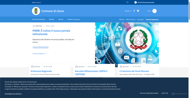 Security scan screenshot of https://www.comune.uscio.ge.it