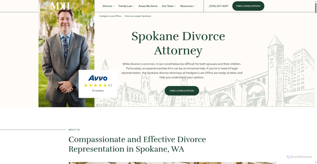 Security scan screenshot of https://hodgsonlawoffices.com/divorce