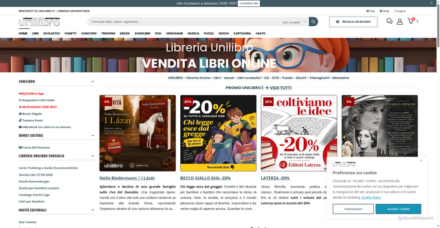 Security scan screenshot of https://unilibro.it