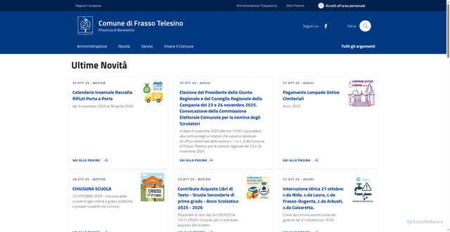 Security scan screenshot of https://comune.frassotelesino.bn.it/