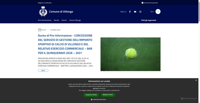 Security scan screenshot of https://www.comune.villongo.bg.it/
