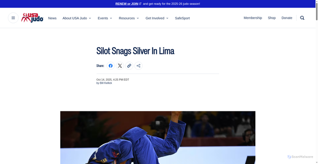 Security scan screenshot of https://www.usajudo.com/news/2025/october/13/silot-snags-silver-in-lima