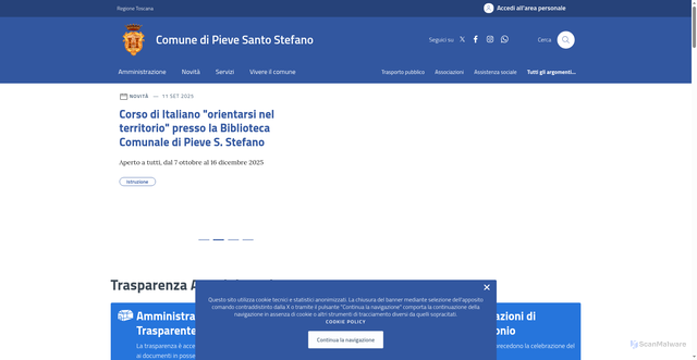 Security scan screenshot of https://comune.pievesantostefano.ar.it/