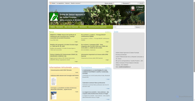 Security scan screenshot of http://ordinebrindisi.conaf.it/