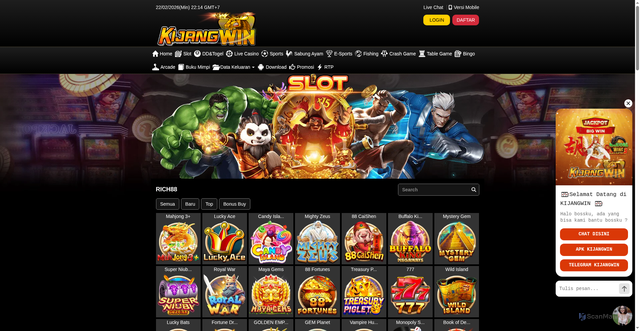 Security scan screenshot of https://notdxkijangwin.click/desktop/game/slot/rich88