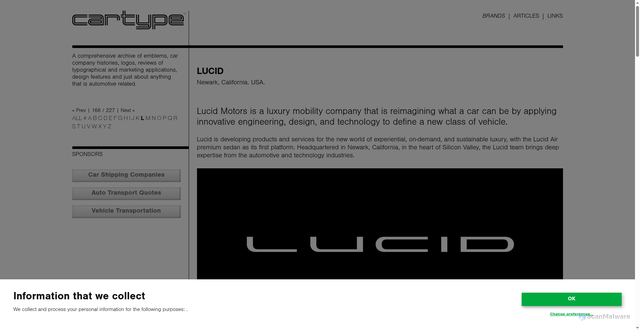 Security scan screenshot of https://cartype.com/brands/lucid/