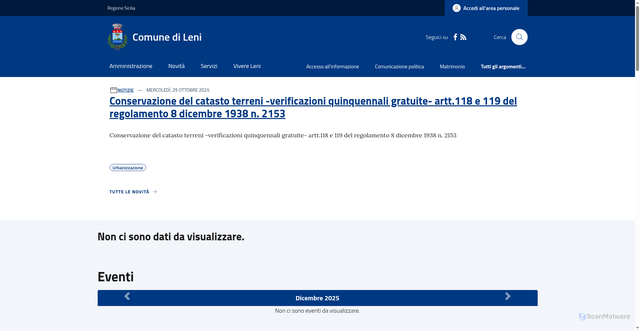 Security scan screenshot of https://www.comune.leni.me.it/