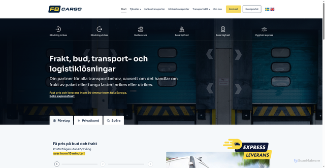 Security scan screenshot of https://fb-cargo.se