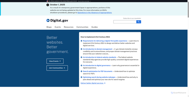 Security scan screenshot of https://digital.gov/