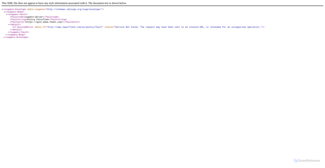 Security scan screenshot of https://api1.emea.fedex.com