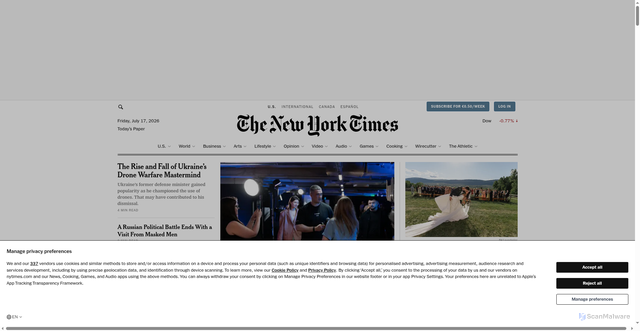 Security scan screenshot of https://sso.nytimes.com