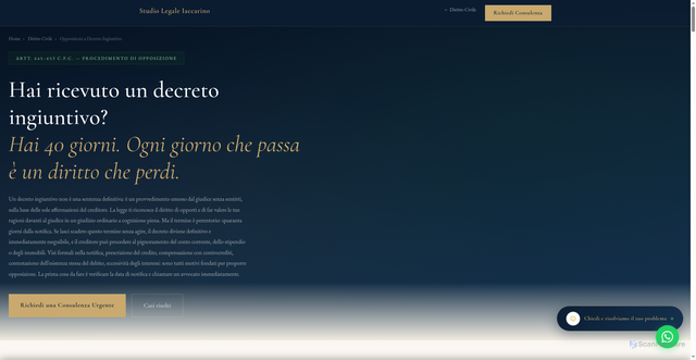 Security scan screenshot of https://studio-legale-iaccarino.pages.dev/civile/opposizione-decreto-ingiuntivo.html