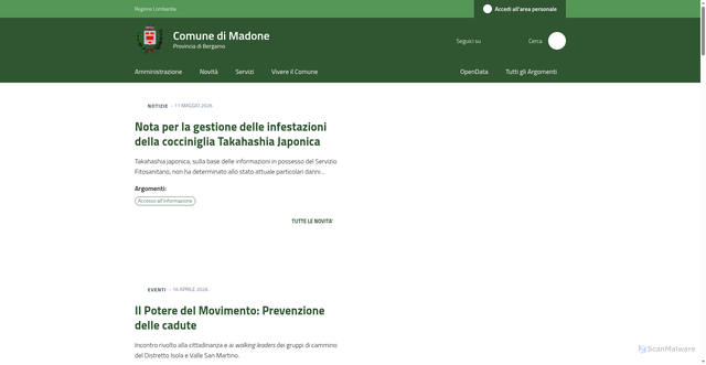 Security scan screenshot of https://www.comune.madone.bg.it