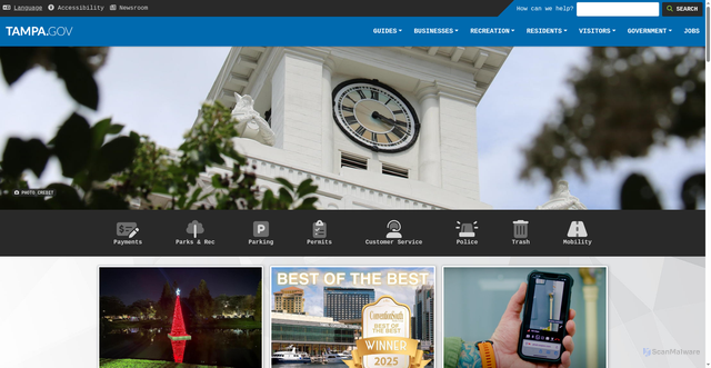 Security scan screenshot of https://www.tampa.gov/