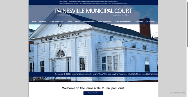 Security scan screenshot of https://painesvillemunicipalcourt-ohio.gov/