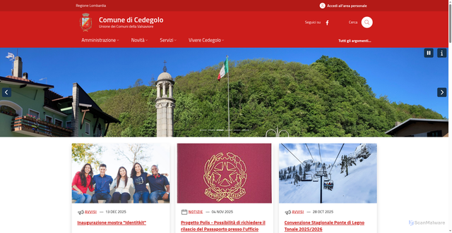 Security scan screenshot of https://www.comune.cedegolo.bs.it/