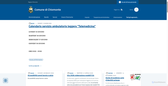 Security scan screenshot of https://www.comune.chiomonte.to.it