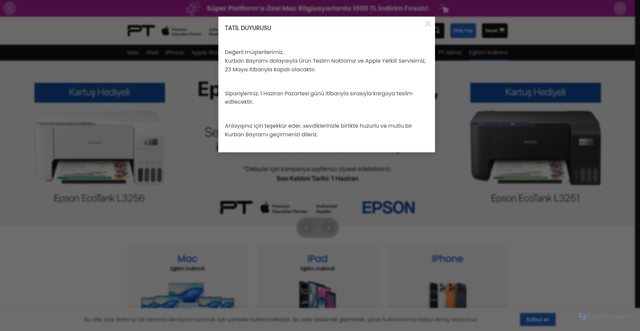 Security scan screenshot of https://pt.com.tr
