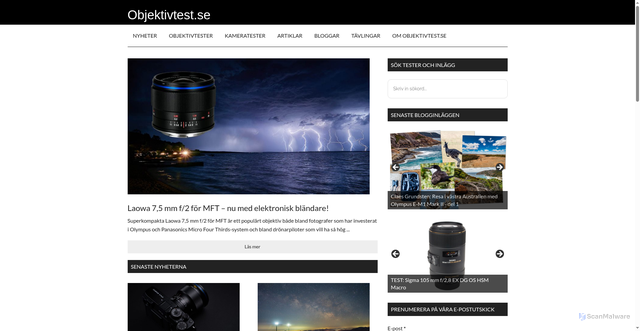 Security scan screenshot of https://objektivtest.se
