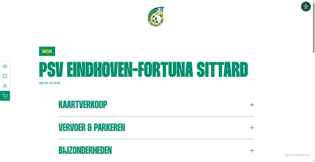 Security scan screenshot of https://fortunasittard.nl/en/match/men/eredivisie-2026-2027/08-08-2026/psv-eindhoven-fortuna-sittard