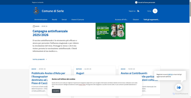 Security scan screenshot of https://www.comune.serle.bs.it/