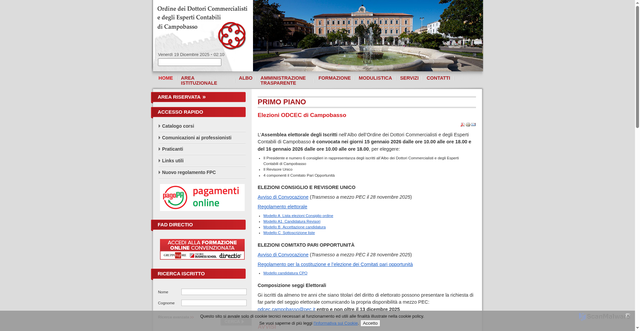 Security scan screenshot of https://www.odcec.cb.it/