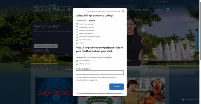 Security scan screenshot of https://www.westonfl.org/