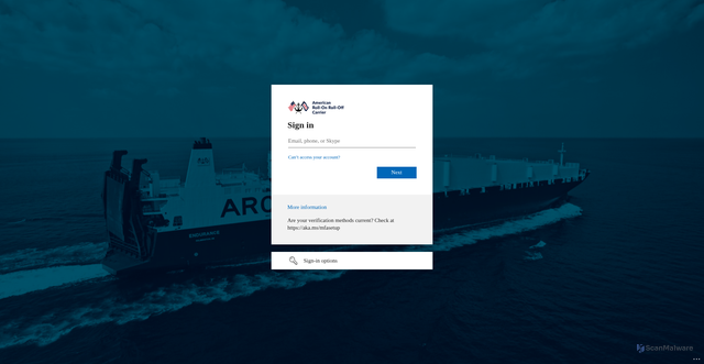 Security scan screenshot of https://arcshipping.sharepoint.com
