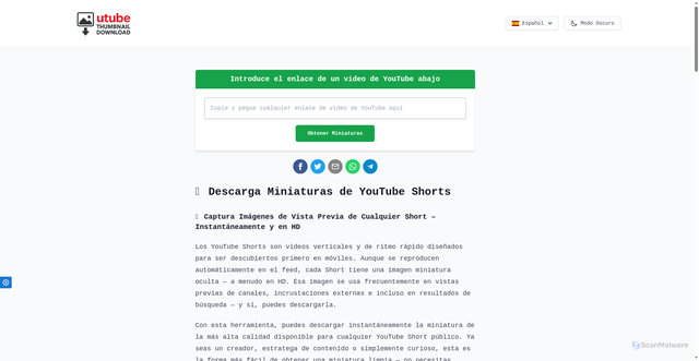 Security scan screenshot of https://ytthumbnails.pages.dev/es/miniatura-shorts/
