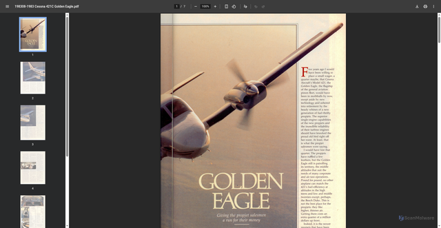 Security scan screenshot of https://aeroresourcesinc.com/uploads/198308-1983%20Cessna%20421C%20Golden%20Eagle.pdf